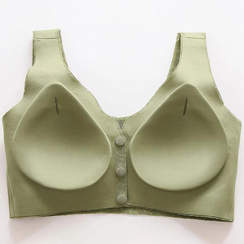 Comfortable & Convenient Front Button Bra, Front Closure Wirefree Lace Bra for Women, Ultra Light Softer Bra