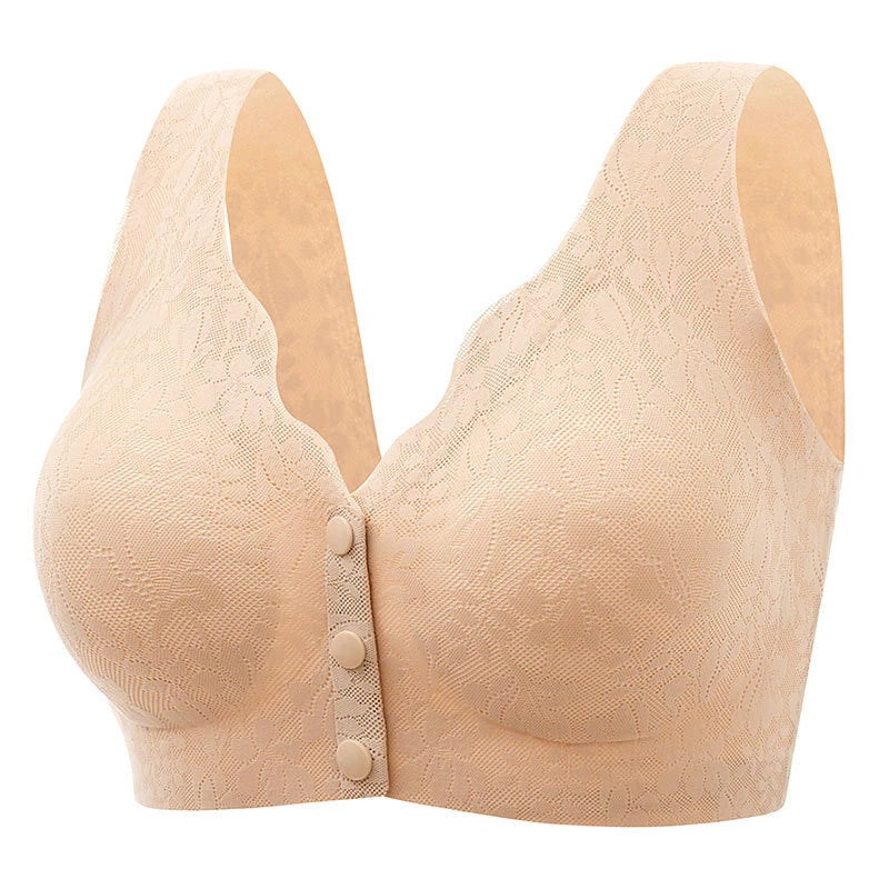 Comfortable & Convenient Front Button Bra, Front Closure Wirefree Lace Bra for Women, Ultra Light Softer Bra