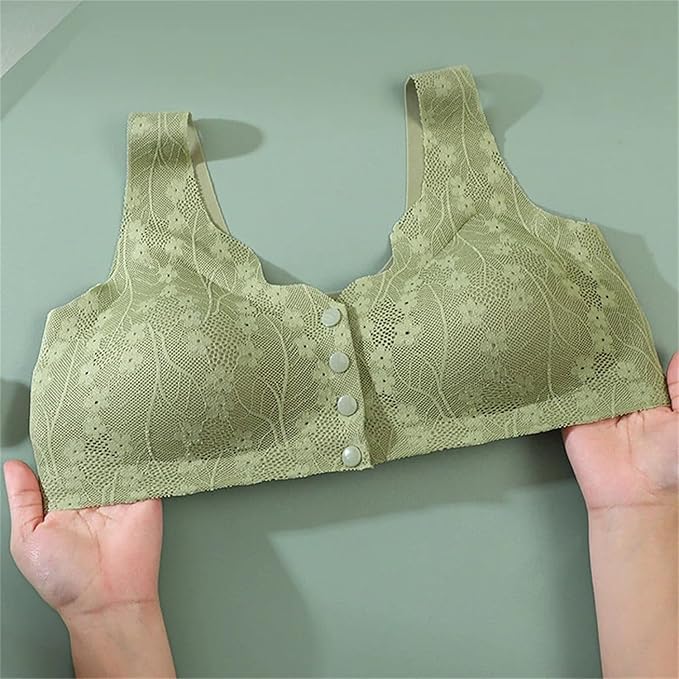 Comfortable & Convenient Front Button Bra, Front Closure Wirefree Lace Bra for Women, Ultra Light Softer Bra