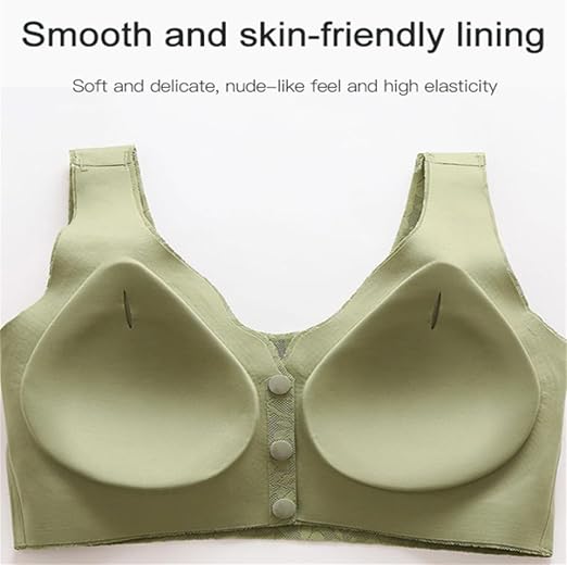 Comfortable & Convenient Front Button Bra, Front Closure Wirefree Lace Bra for Women, Ultra Light Softer Bra
